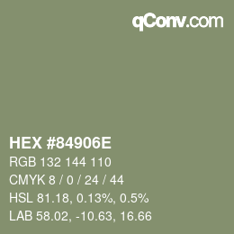 Color code: HEX #84906E | qconv.com