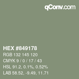 Farbcode: HEX #849178 | qconv.com