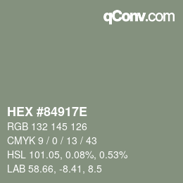 Farbcode: HEX #84917E | qconv.com