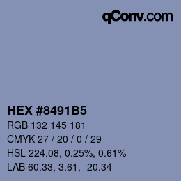 カラーコード: HEX #8491B5 | qconv.com