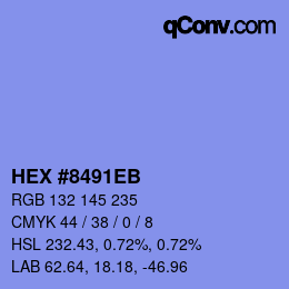 颜色代码: HEX #8491EB | qconv.com