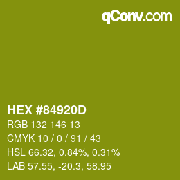 颜色代码: HEX #84920D | qconv.com