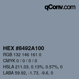 颜色代码: HEX #8492A100 | qconv.com