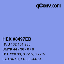 Color code: HEX #8497EB | qconv.com