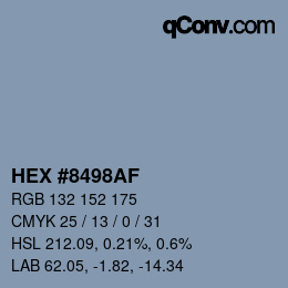 Farbcode: HEX #8498AF | qconv.com