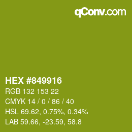 颜色代码: HEX #849916 | qconv.com