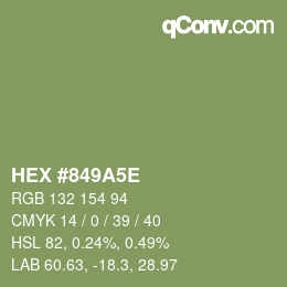 Color code: HEX #849A5E | qconv.com