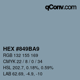 颜色代码: HEX #849BA9 | qconv.com