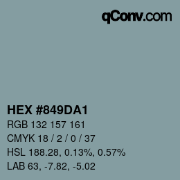 Farbcode: HEX #849DA1 | qconv.com