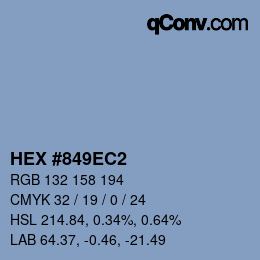 颜色代码: HEX #849EC2 | qconv.com