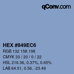 カラーコード: HEX #849EC6 | qconv.com