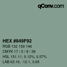 Color code: HEX #849F92 | qconv.com