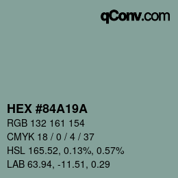 カラーコード: HEX #84A19A | qconv.com