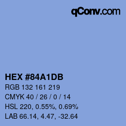 カラーコード: HEX #84A1DB | qconv.com