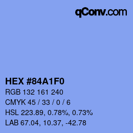 Color code: HEX #84A1F0 | qconv.com