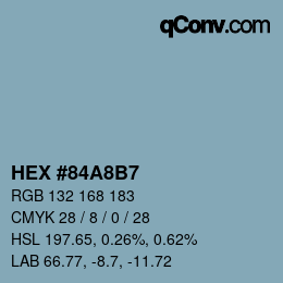 カラーコード: HEX #84A8B7 | qconv.com