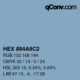カラーコード: HEX #84A8C2 | qconv.com