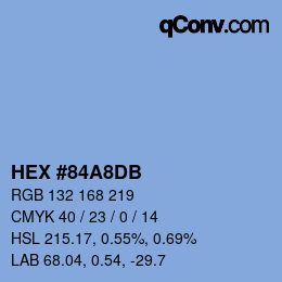 Color code: HEX #84A8DB | qconv.com