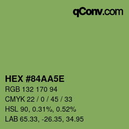 Color code: HEX #84AA5E | qconv.com