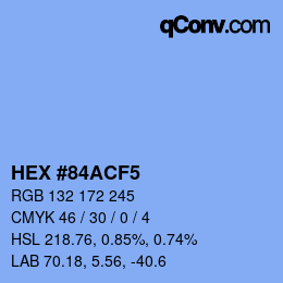 颜色代码: HEX #84ACF5 | qconv.com