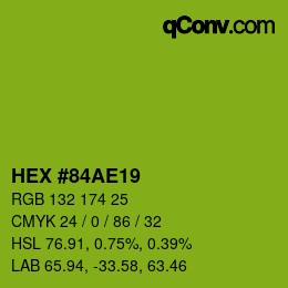 Color code: HEX #84AE19 | qconv.com