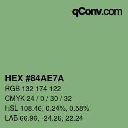 Color code: HEX #84AE7A | qconv.com