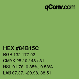 カラーコード: HEX #84B15C | qconv.com