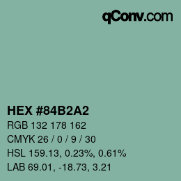 カラーコード: HEX #84B2A2 | qconv.com