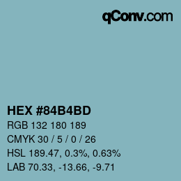 颜色代码: HEX #84B4BD | qconv.com