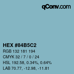 颜色代码: HEX #84B5C2 | qconv.com