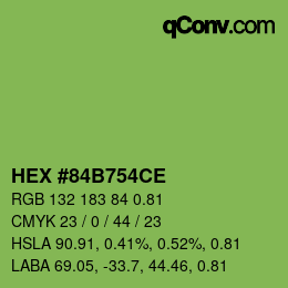 Farbcode: HEX #84B754CE | qconv.com