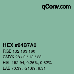 カラーコード: HEX #84B7A0 | qconv.com