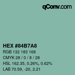 カラーコード: HEX #84B7A8 | qconv.com