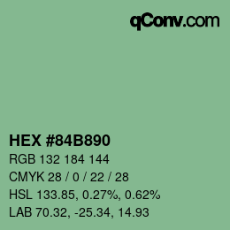 颜色代码: HEX #84B890 | qconv.com