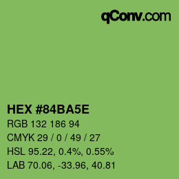 Color code: HEX #84BA5E | qconv.com