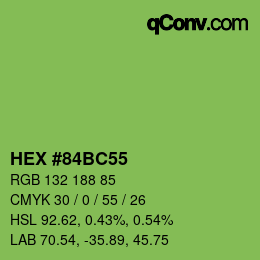 Color code: HEX #84BC55 | qconv.com