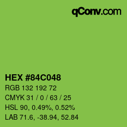 カラーコード: HEX #84C048 | qconv.com