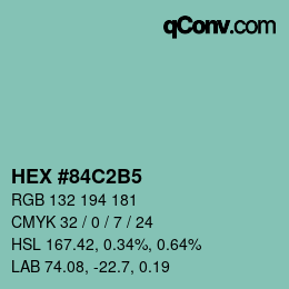 颜色代码: HEX #84C2B5 | qconv.com