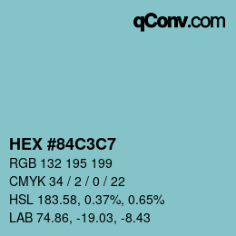 カラーコード: HEX #84C3C7 | qconv.com