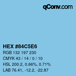 颜色代码: HEX #84C5E6 | qconv.com