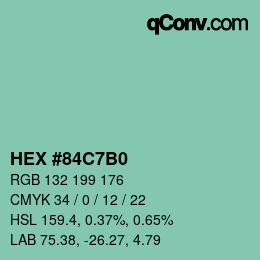 カラーコード: HEX #84C7B0 | qconv.com