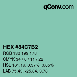 カラーコード: HEX #84C7B2 | qconv.com