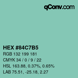 カラーコード: HEX #84C7B5 | qconv.com