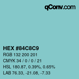 Color code: HEX #84C8C9 | qconv.com