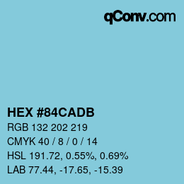 Farbcode: HEX #84CADB | qconv.com