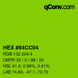 Color code: HEX #84CC04 | qconv.com