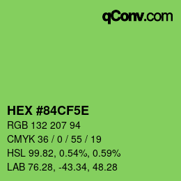 Color code: HEX #84CF5E | qconv.com