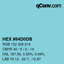 颜色代码: HEX #84D0DB | qconv.com