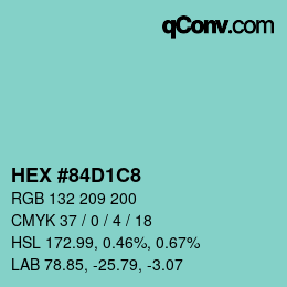 Color code: HEX #84D1C8 | qconv.com