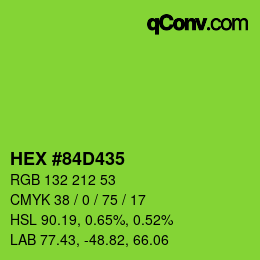 Farbcode: HEX #84D435 | qconv.com